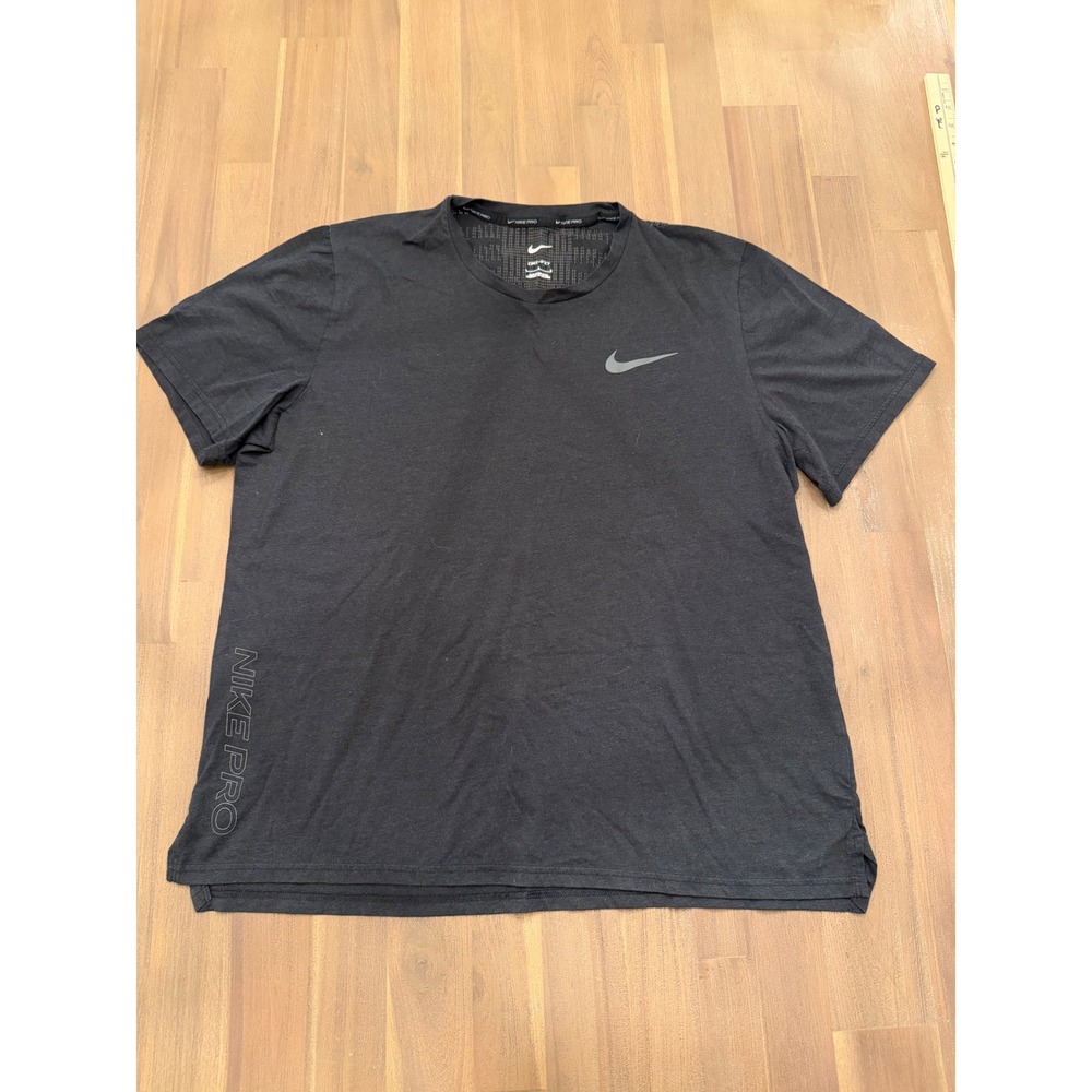 Nike Pro Dri-FIT Mens‎ Black Training Shirt Short Sleeve Graphic Back Size L